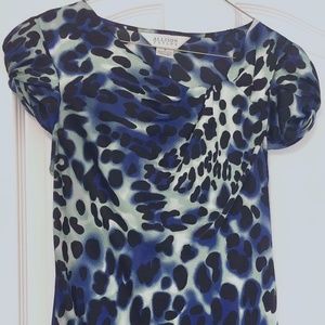 Allison Taylor Animal Print Blouse  in Shades of Black and Blue